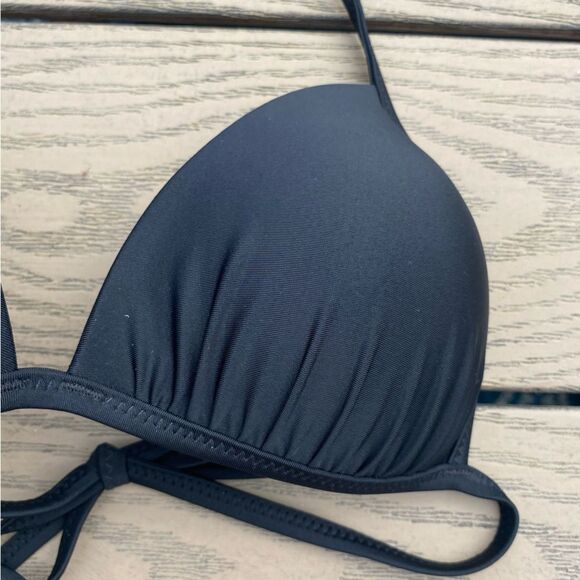 NWT Aerie small black halter tie back triangle padded push up bikini top swim in - Picture 7 of 7